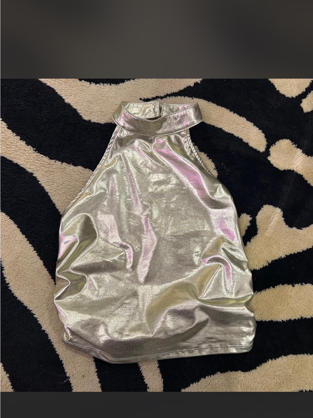 Edikted Metallic Gold Halter Crop Top